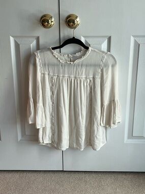Women's Cream Ruffle Blouse
